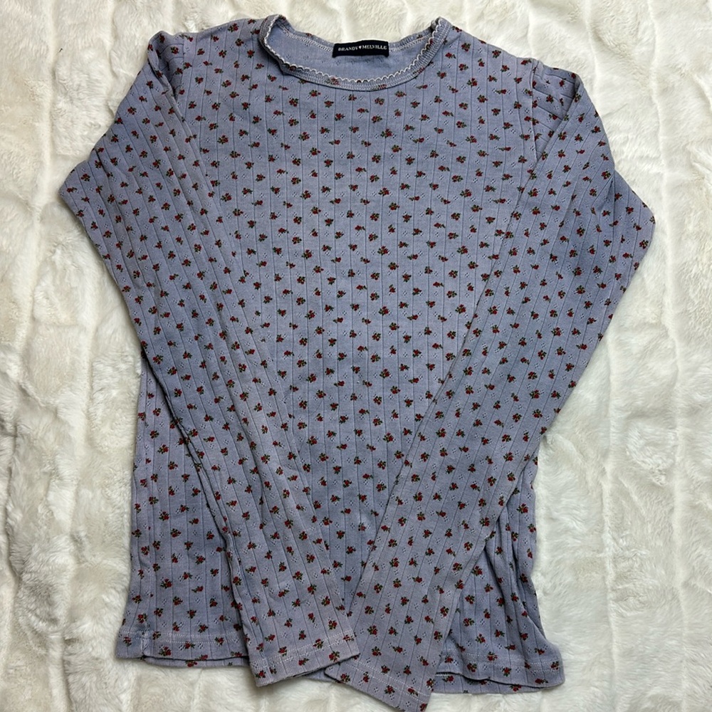 Blue floral Brandy Melville long sleeve top